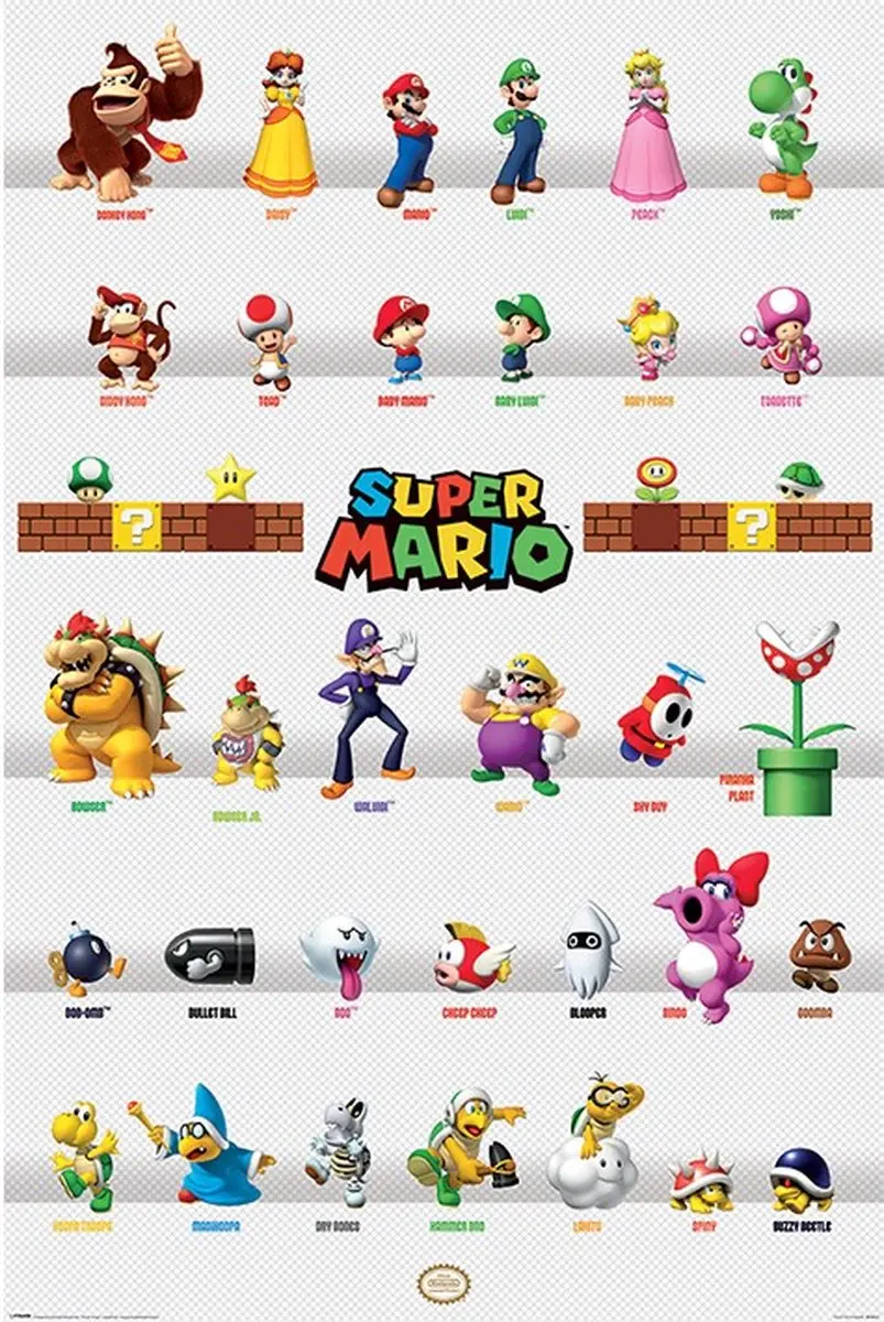 Super Mario Character Parade Poster 61x91.5cm