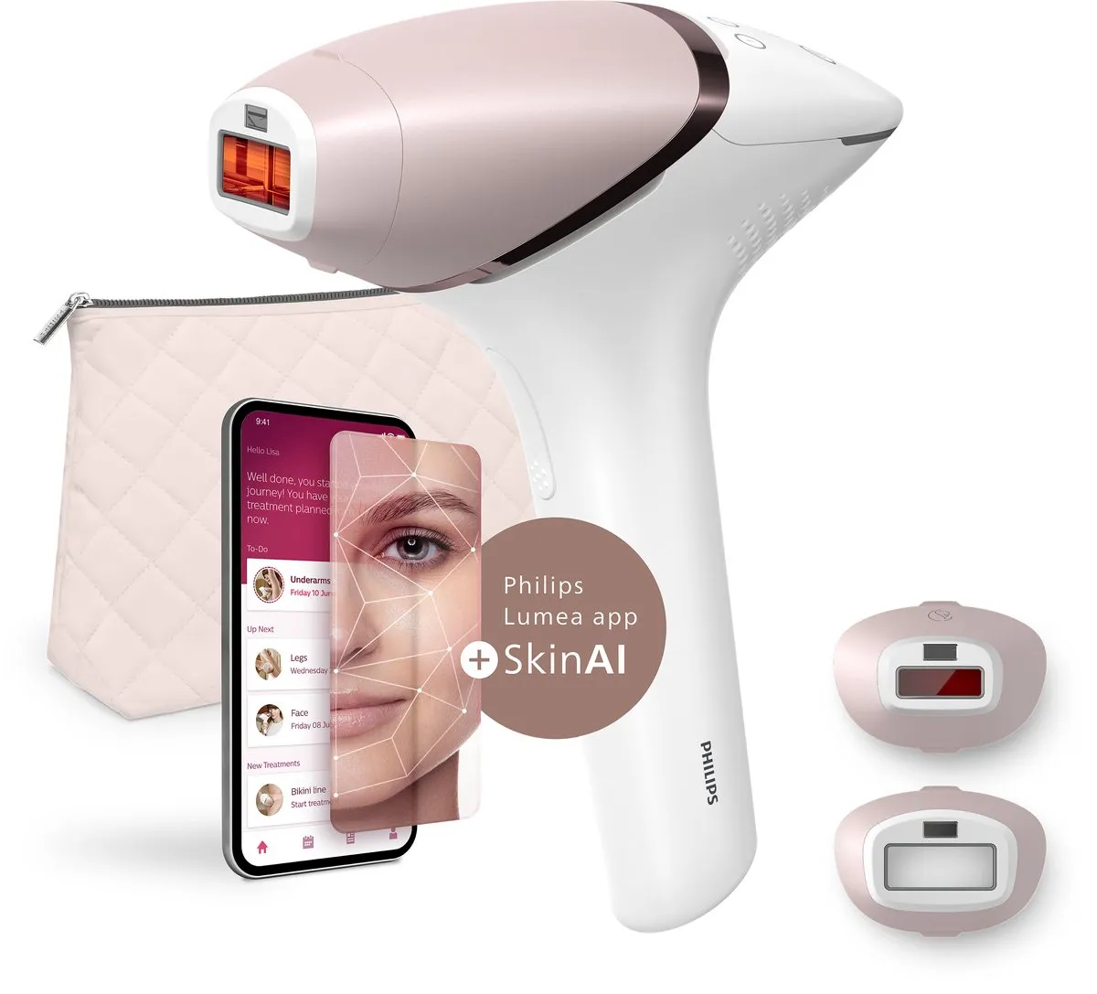 Philips Lumea IPL 9900 BRI950/02 Ontharingsapparaat - 450.000 flitsen - Roze/Wit