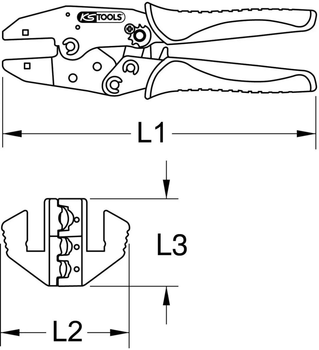 KS Tools Krimptang 0.5-6 mm² 220 mm - afbeelding 6 van 6