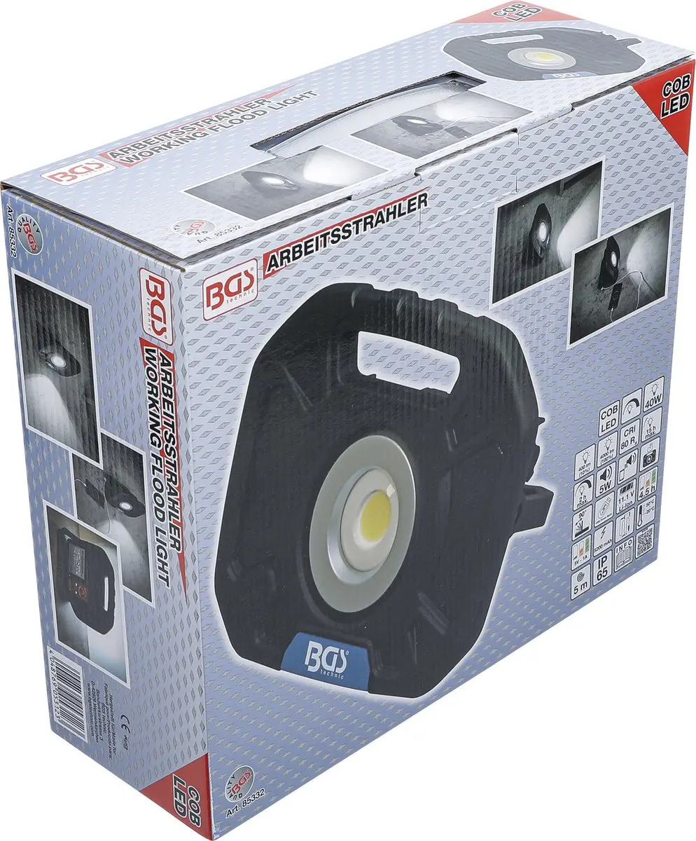 BGS COB LED werkspotlamp 40W met speakers