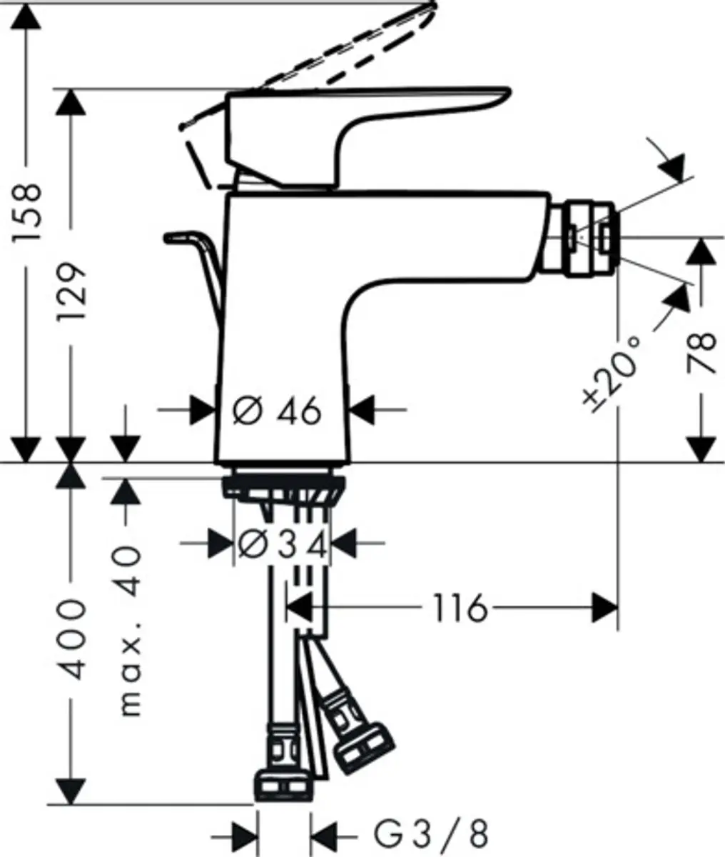 Hansgrohe Talis E bidetmengkraan 71720700 - Mat wit - afbeelding 2 van 2