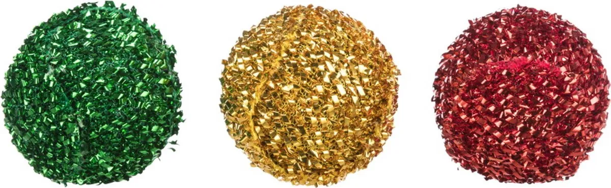 Trixie XMAS Ritselballen Set - 3 Stuks - Rood/ Groen/ Goud