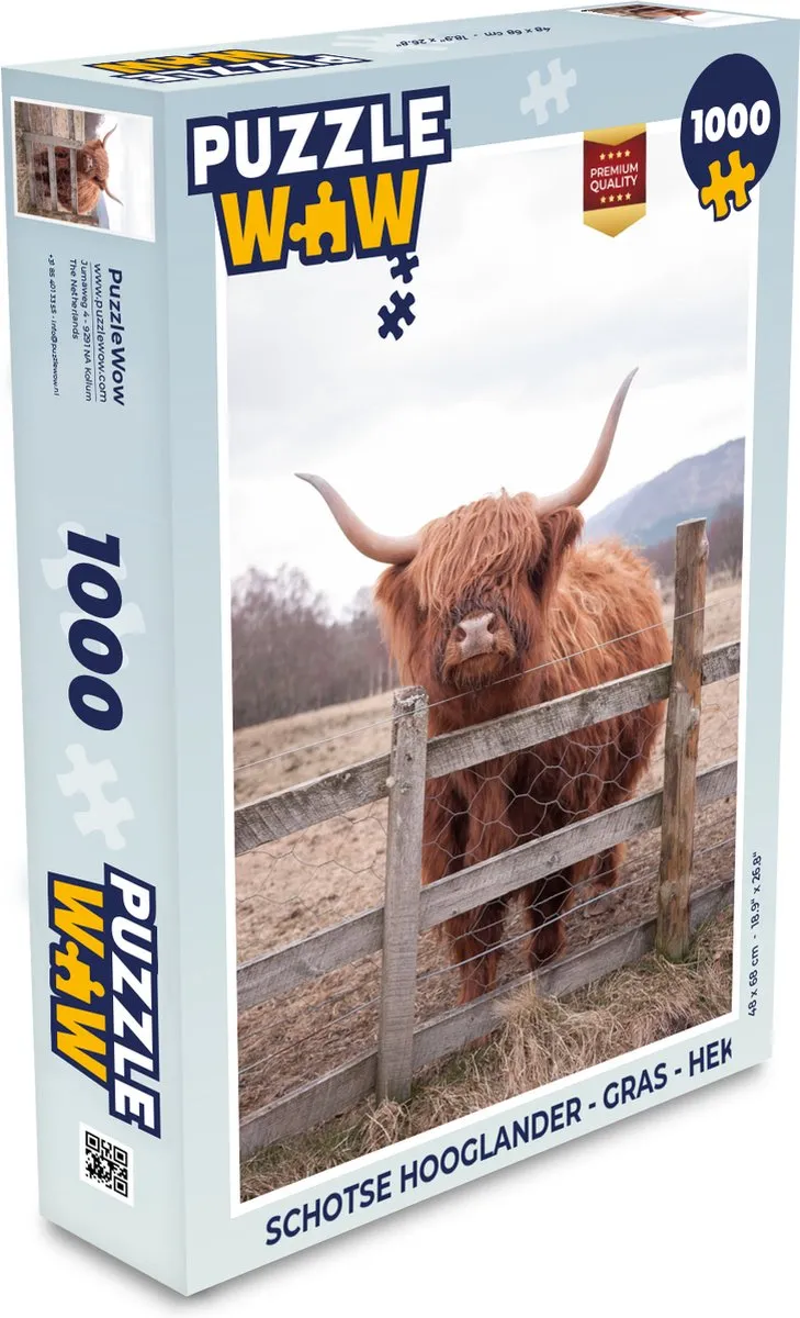 PuzzleWow Schotse Hooglander Legpuzzel 1000 Stuks