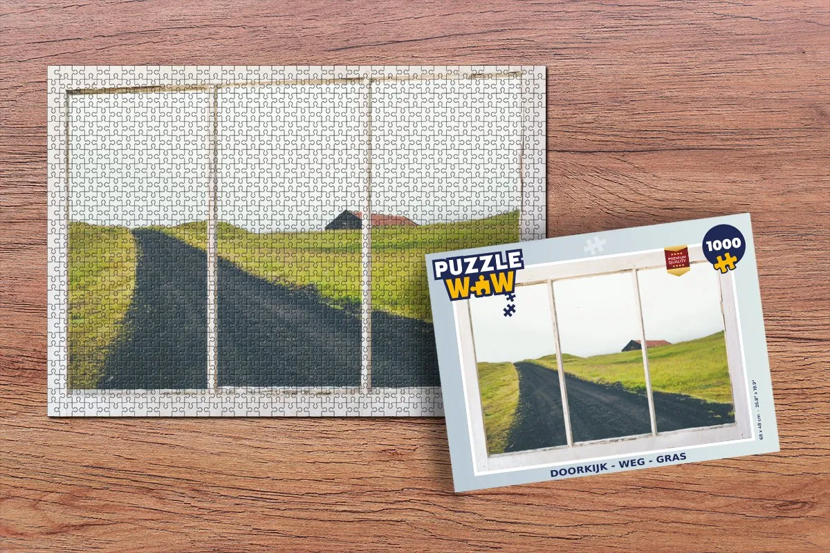 PuzzleWow Doorkijk Weg Gras Legpuzzel 1000 Stuks - Multicolor