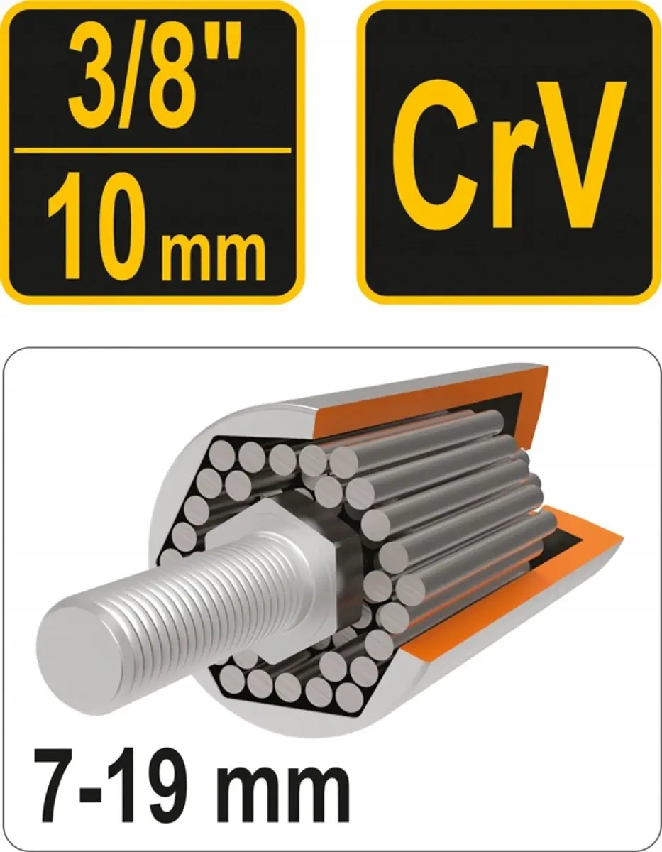 Vorel 53002 Universele Dopsleutel 3/8" 7-19mm - Zilver - afbeelding 3 van 5