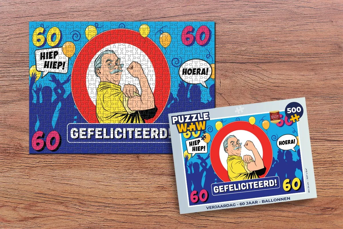 PuzzleWow Verjaardag 60 Jaar Legpuzzel 500 Stuks - Multicolor