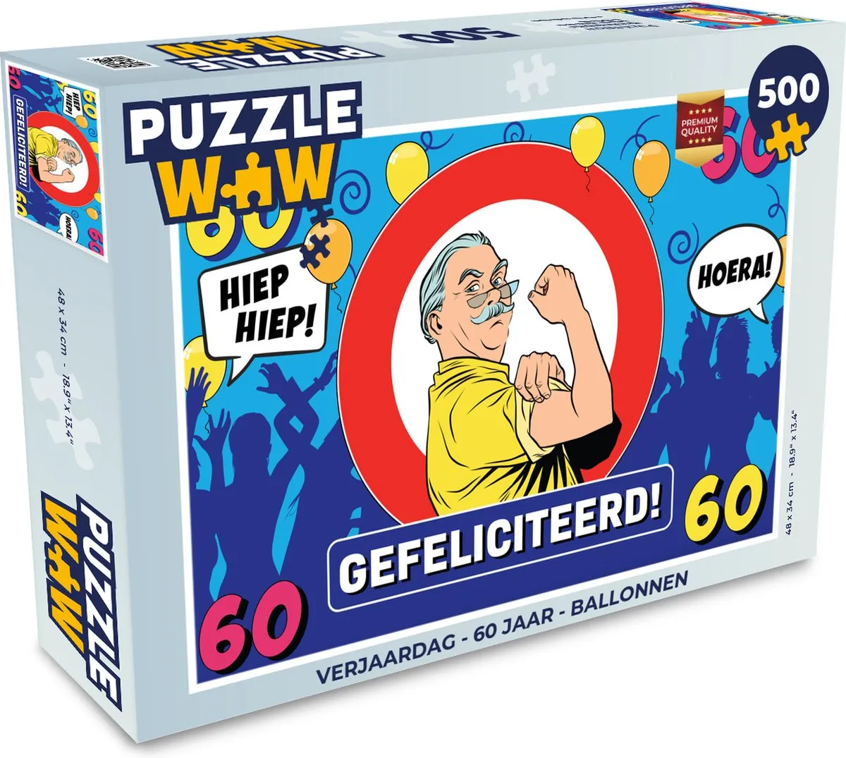 PuzzleWow Verjaardag 60 Jaar Legpuzzel 500 Stuks
