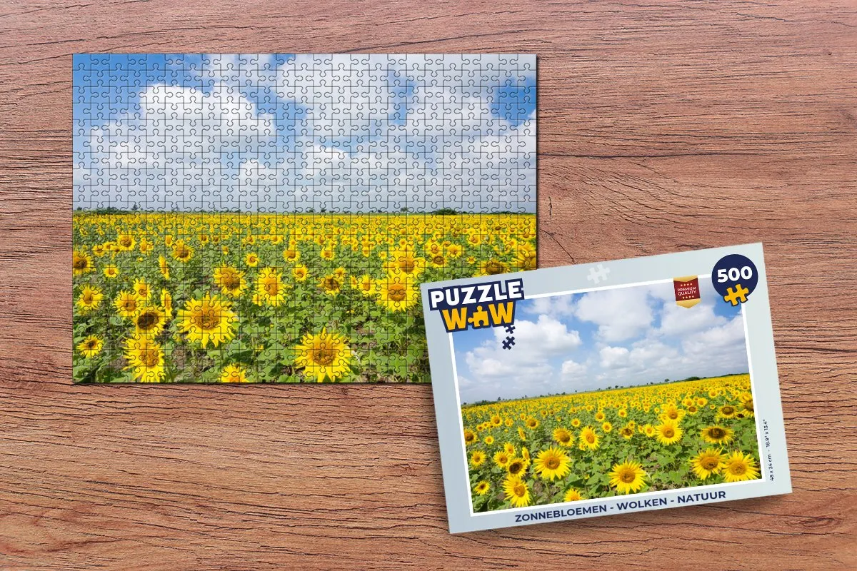 PuzzleWow Zonnebloemen Landschap Legpuzzel 500 Stuks - Multicolor