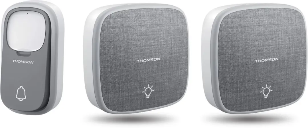 Thomson 513134 draadloze deurbel met kinetische knop en 2 batterij gevoede ontva