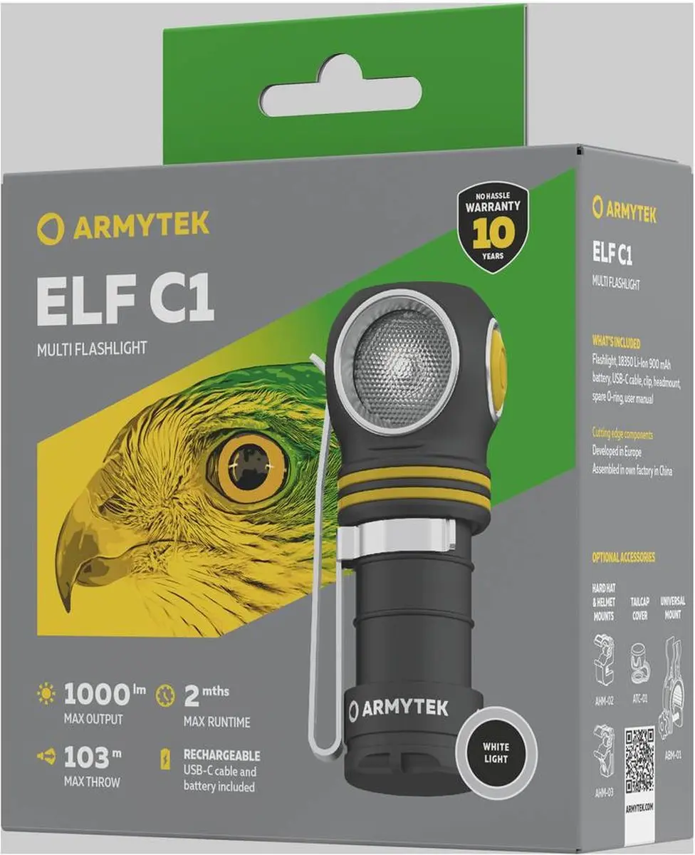 Armytek Elf C1 F05003C Zaklamp - 1000 lm - Neutralweiß - afbeelding 2 van 6