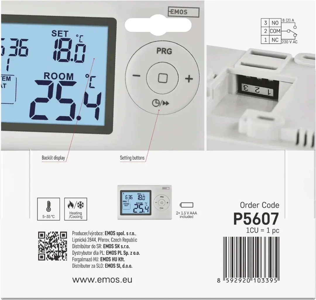 EMOS P5607 Programmeerbare Kamerthermostaat - Wit - afbeelding 6 van 6