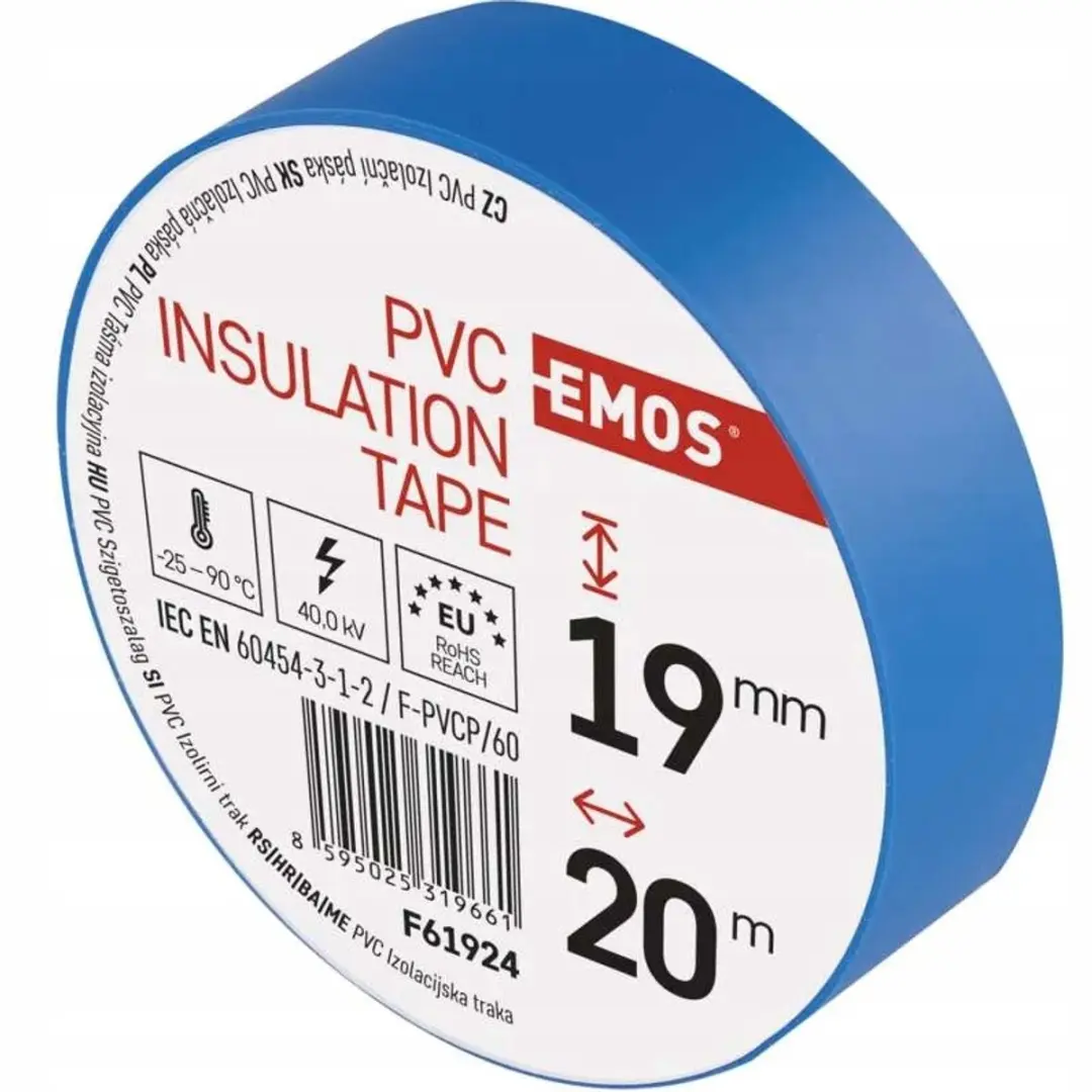 Emos PVC Isolatietape 19mm x 20m - Blauw - afbeelding 3 van 5