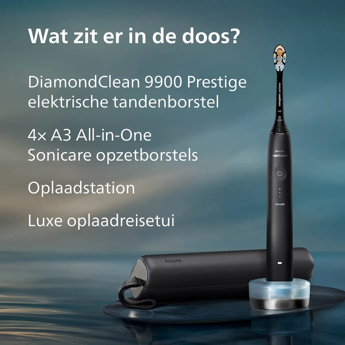 Philips Sonicare DiamondClean Prestige 9900 HX9992/43 Elektrische Tandenborstel - 4 Opzetborstels - Zwart