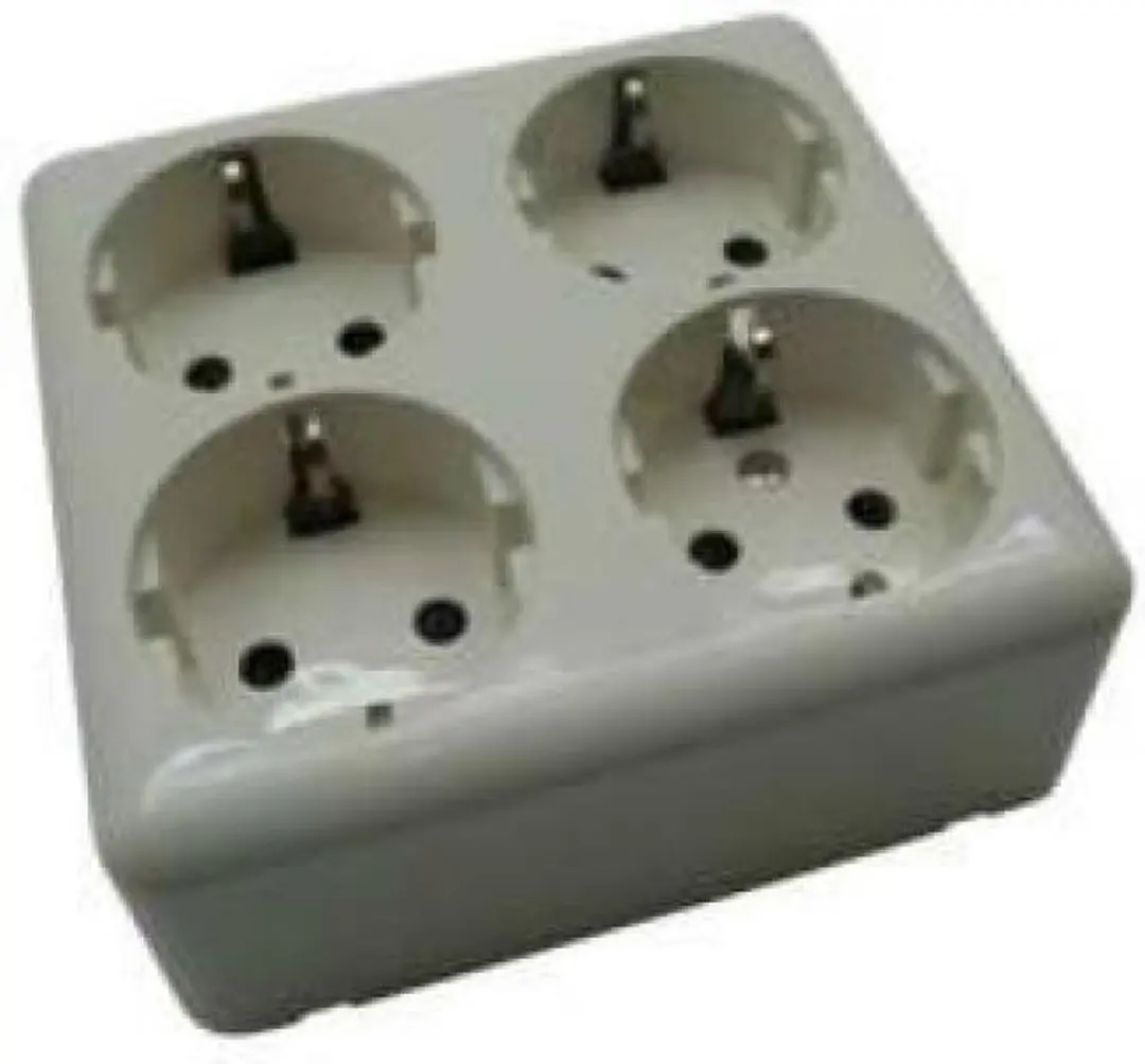 Benson Opbouw Stopcontact 4-voudig Randaarde Wit - afbeelding 3 van 4