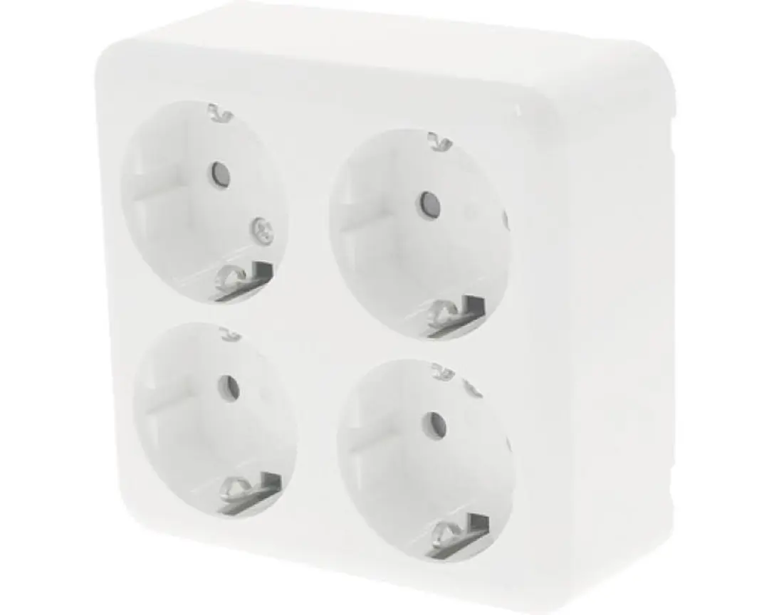 Benson Opbouw Stopcontact 4-voudig Randaarde Wit - afbeelding 4 van 4