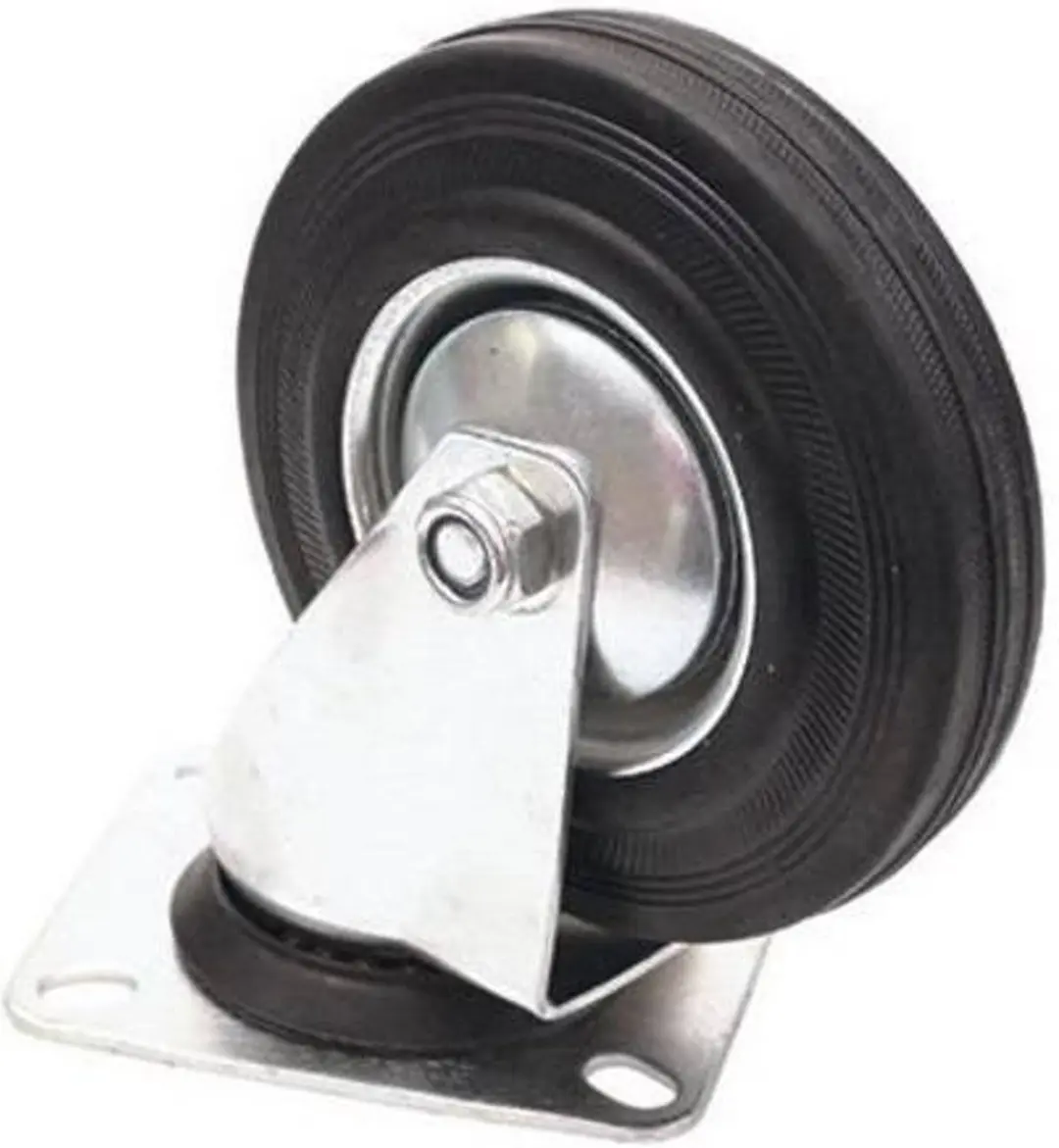 Set van 4x zwenkwielen/transportwielen rubber zwart