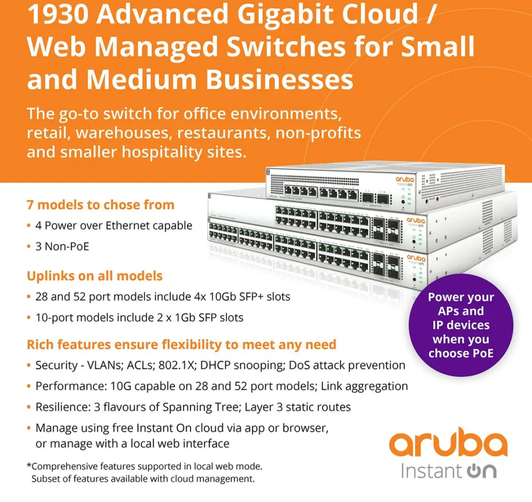 Aruba Instant On 1930 JL684A Switch - 24 Poorten - afbeelding 4 van 6