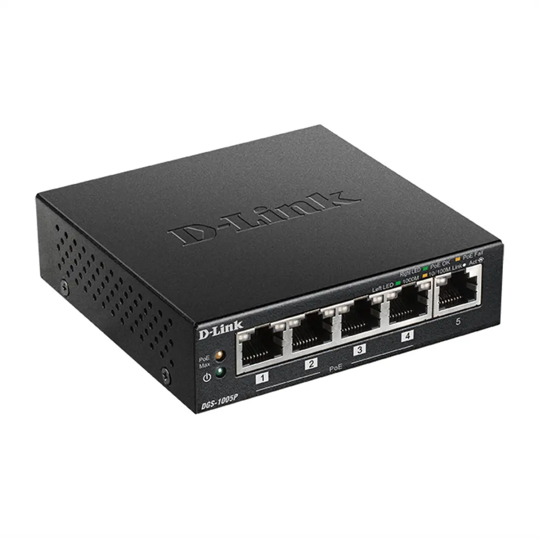 D-Link DGS-1005P/E Netwerkswitch 5 Poorten PoE+