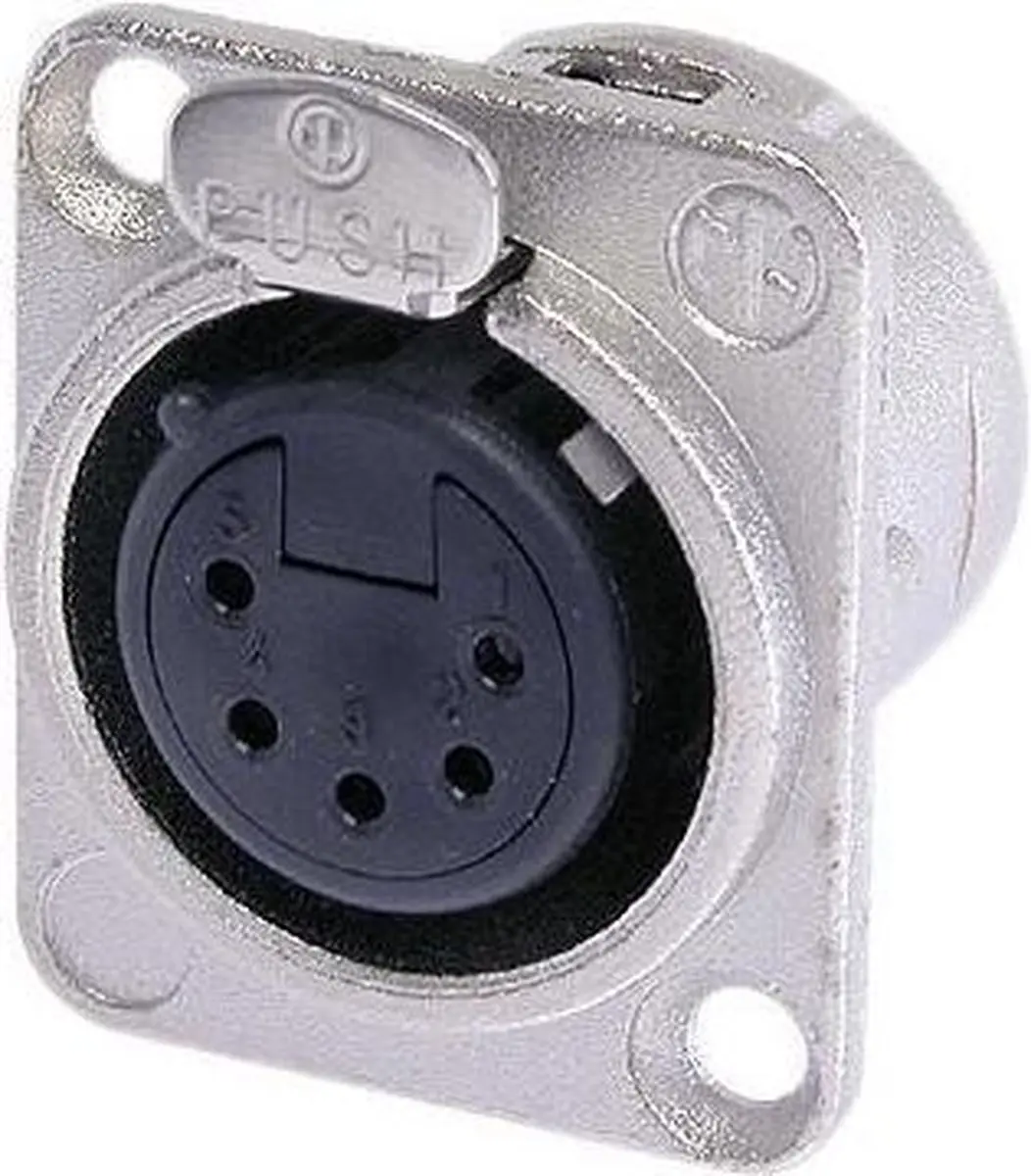 Neutrik NC5FD-L-1 XLR-connector Flensbus, contacten recht Aantal polen: 5 Zilver