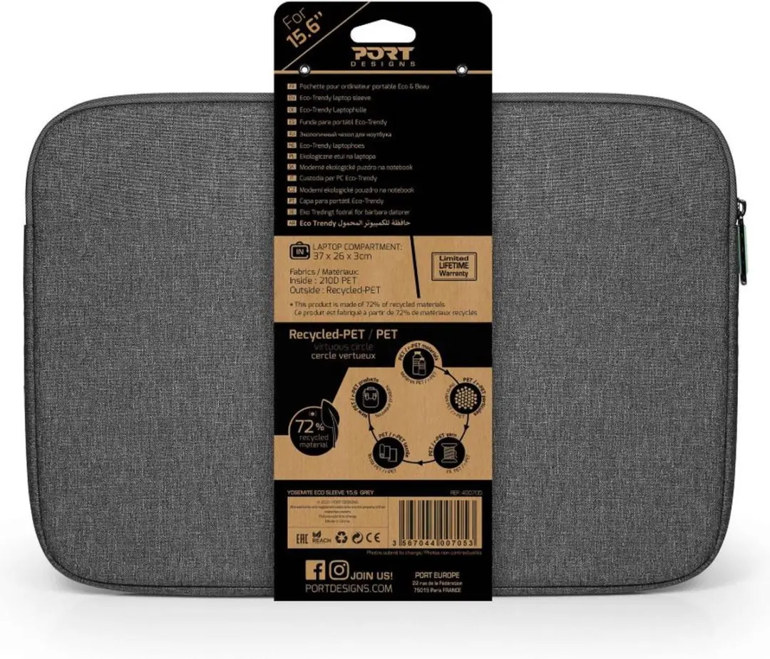 PORT Designs Yosemite ECO Laptophoes 15.6 inch - Grijs - afbeelding 4 van 5
