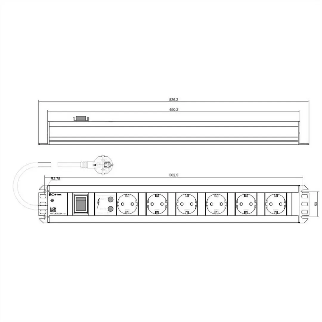 Bachmann 300.011 Stekkerdoos 6x Geaard Overspanningsbeveiliging - afbeelding 4 van 4