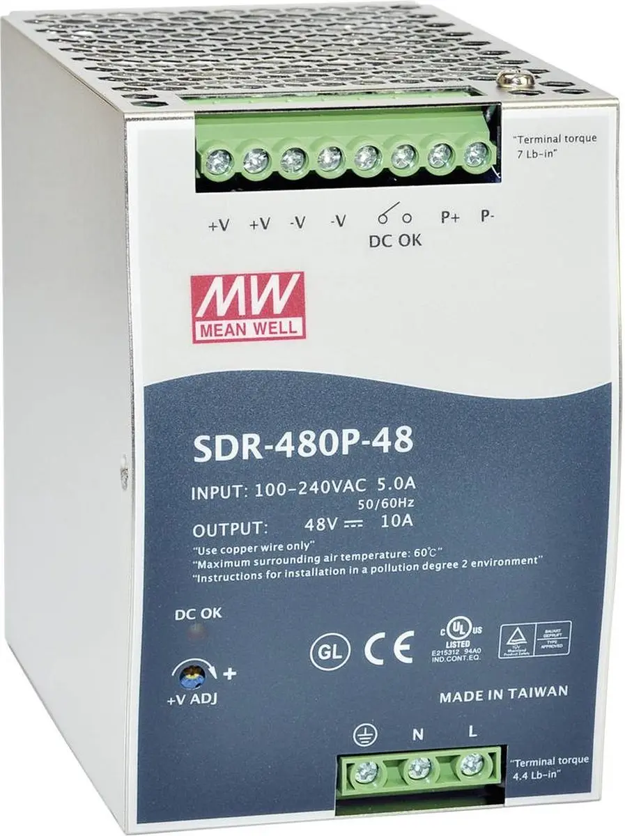 Mean Well SDR-480P-24 DIN-rail netvoeding