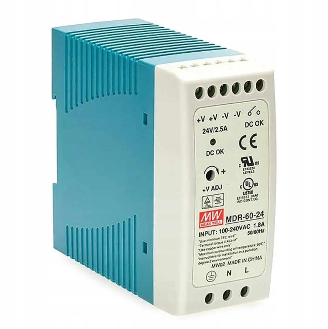 Mean Well MDR-60-24 DIN-rail netvoeding 24 V/DC 2.5 A 60 W Aantal uitgangen: 1 x