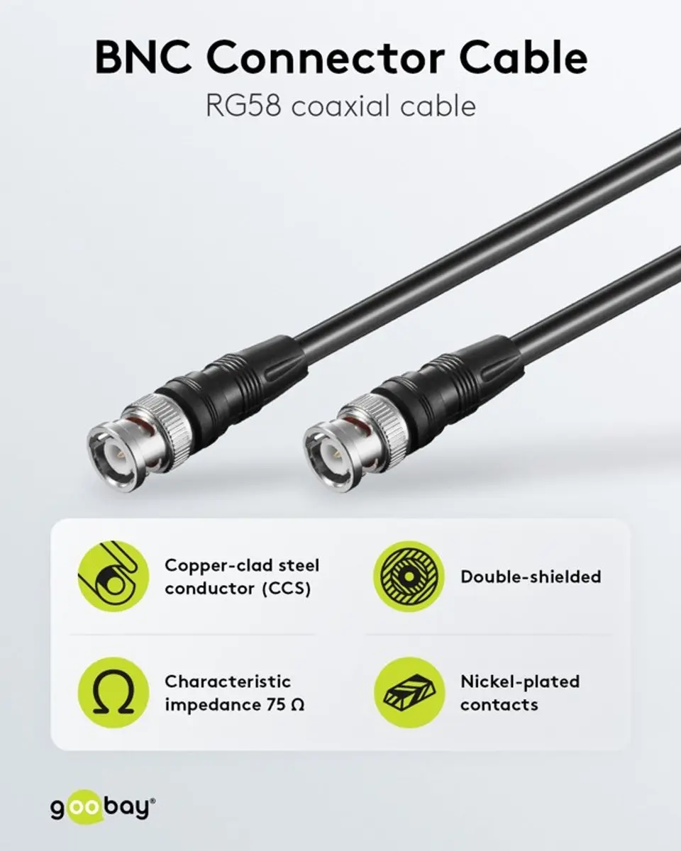 Goobay BNC-videokabel RG59 KD13946 - 2 m - Zwart - afbeelding 5 van 6