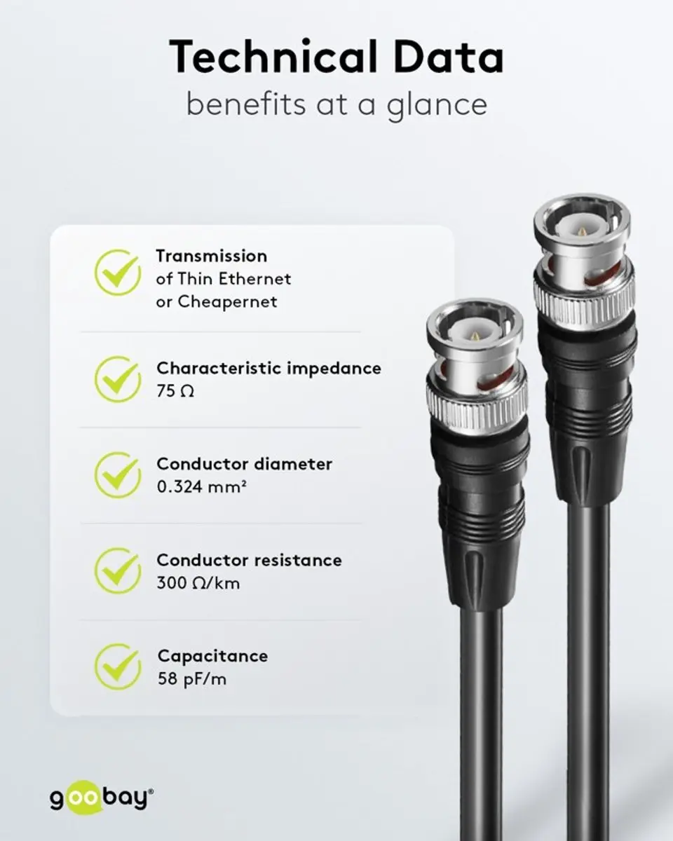 Goobay BNC-videokabel RG59 KD13946 - 2 m - Zwart - afbeelding 2 van 6