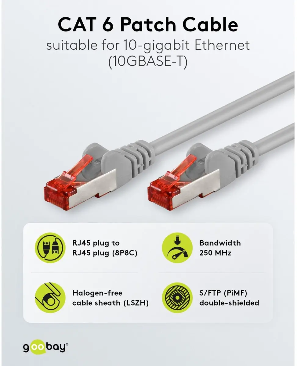 goobay Cat.6 S/FTP Netwerkkabel WE-95-646 - 25m - Grijs - afbeelding 3 van 6