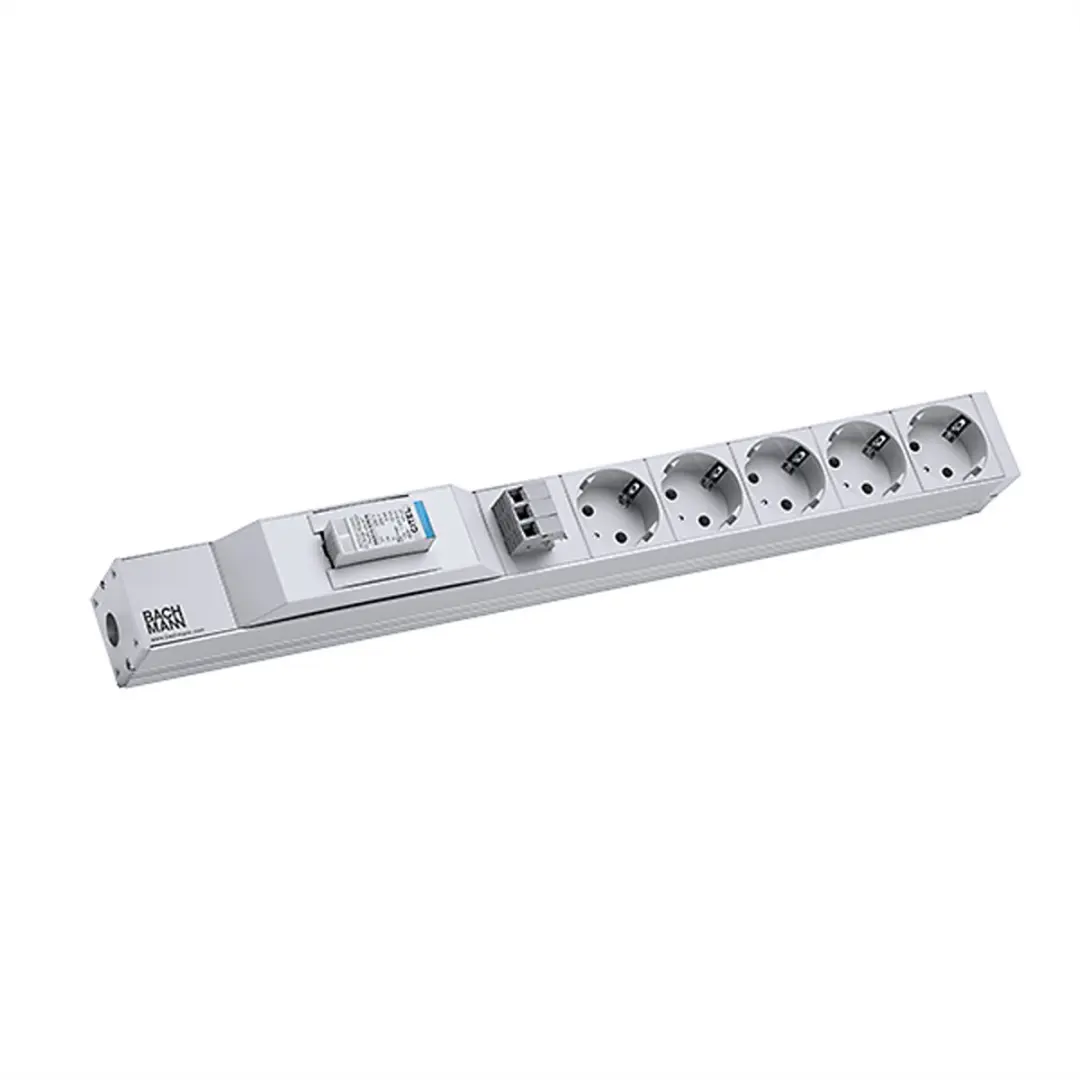Bachmann 800.2949 Stekkerdoos 19 inch 5-voudig Grijs Randaarde stekker 1 stuk(s)