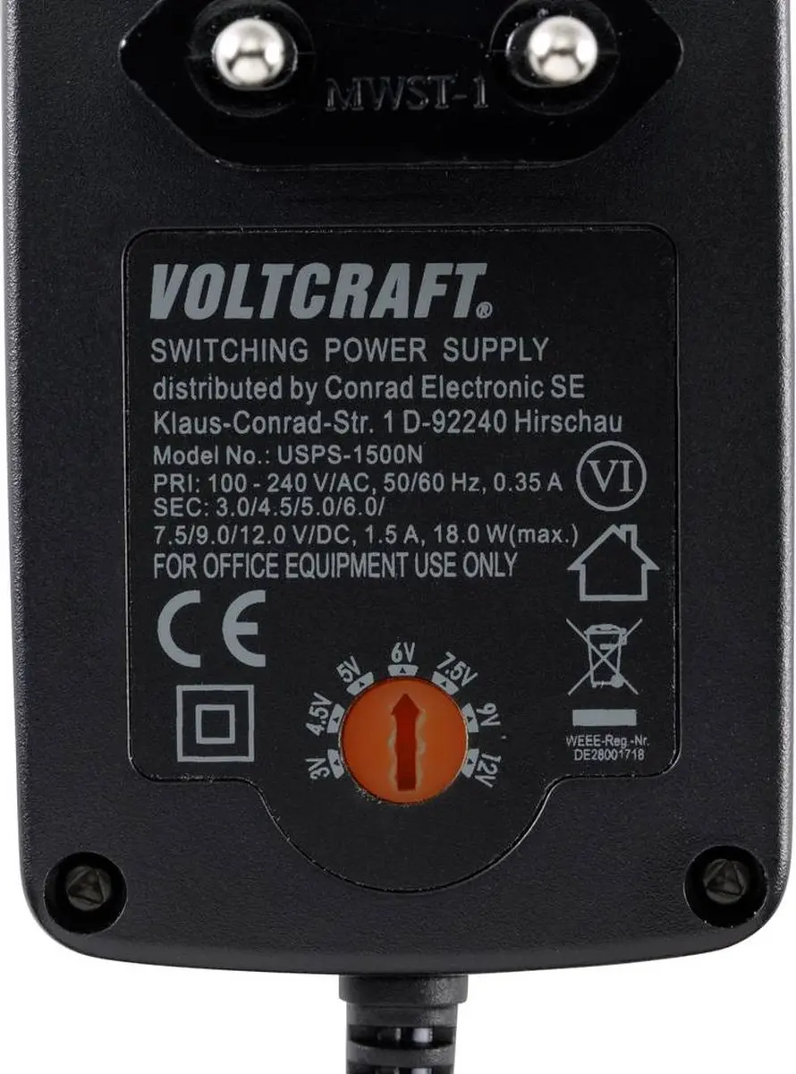 Voltcraft USPS-1500N Stekkernetvoeding - 18W - 1.5A - afbeelding 2 van 5