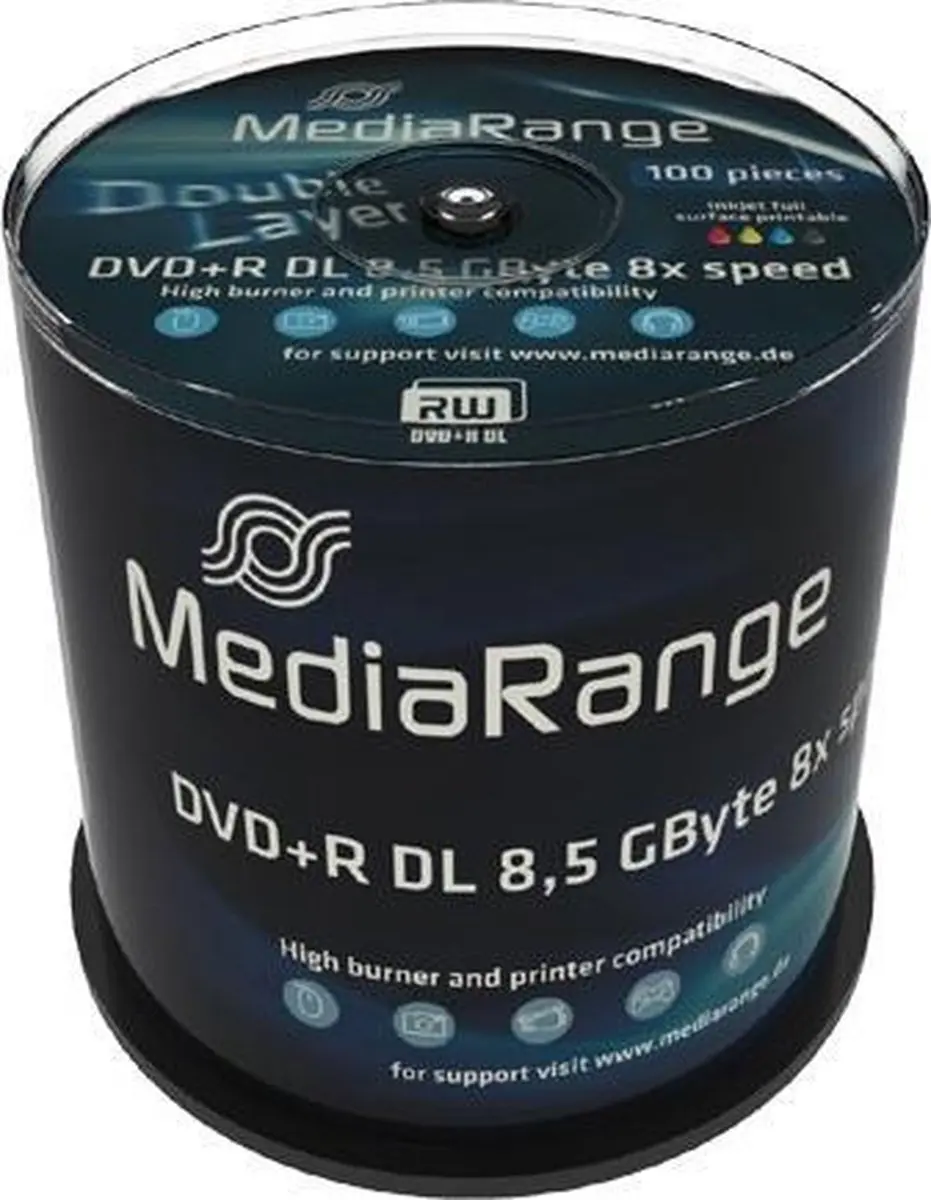 MediaRange MR471 DVD+R DL Printable - 8,5 GB - 100 Stuks - afbeelding 4 van 4