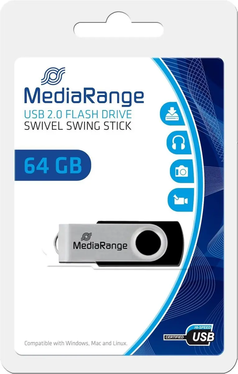 MediaRange MR912 USB-stick - 64GB - Zwart - afbeelding 6 van 6
