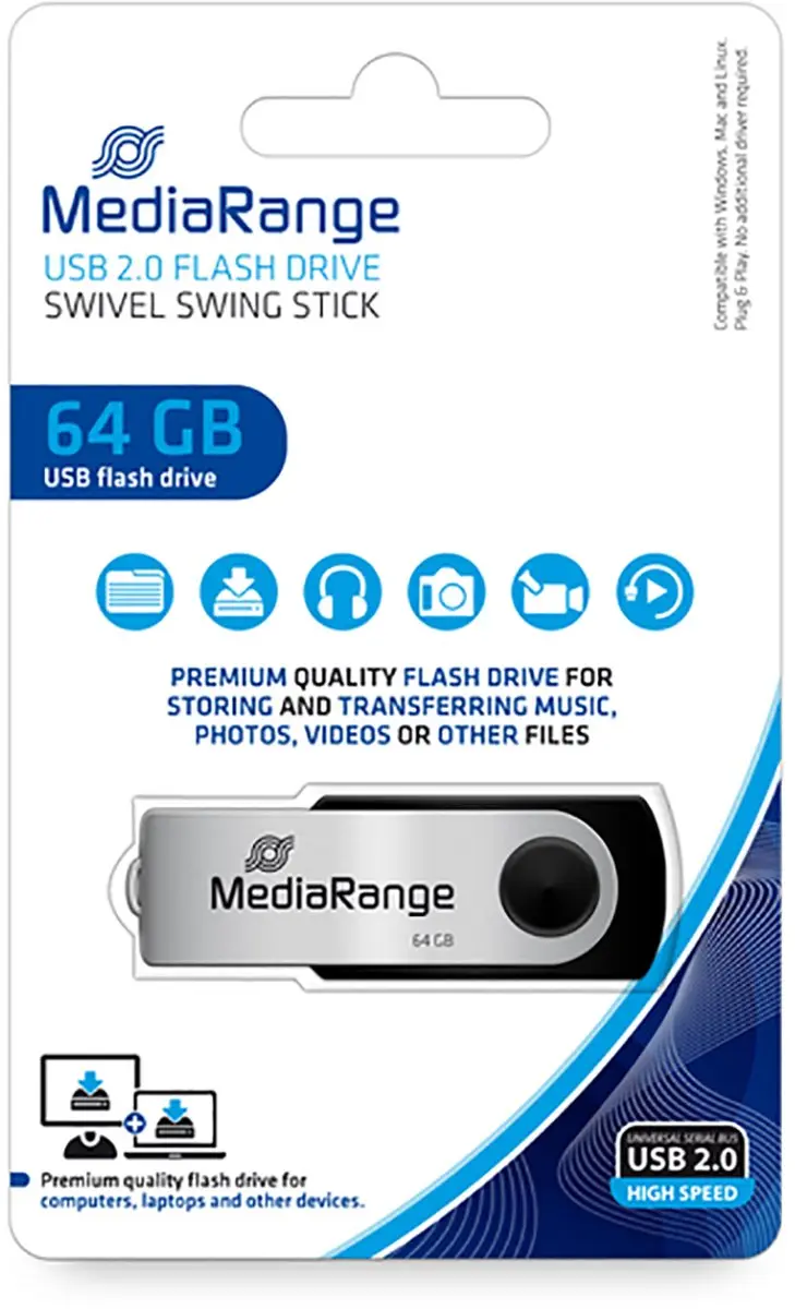 MediaRange MR912 USB-stick - 64GB - Zwart - afbeelding 3 van 6