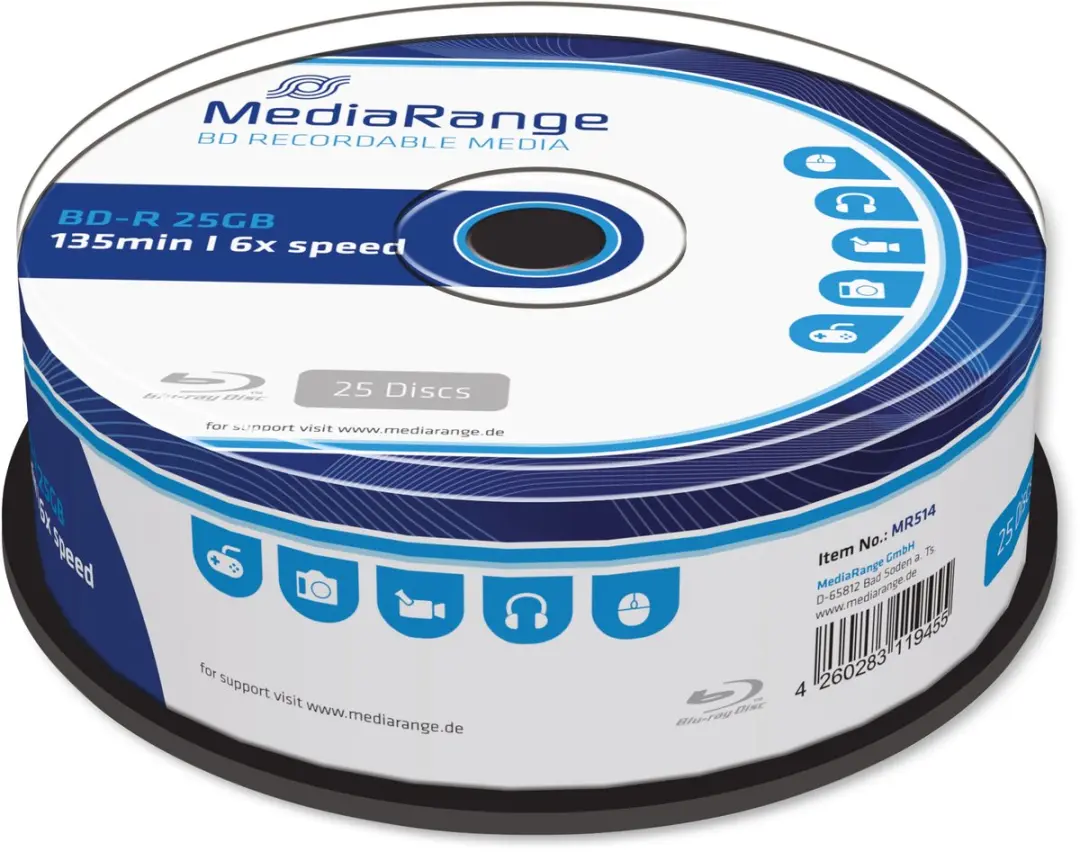 MediaRange MR514 BD-R Blu-ray Disc 25GB - 25 Stuks - afbeelding 4 van 4