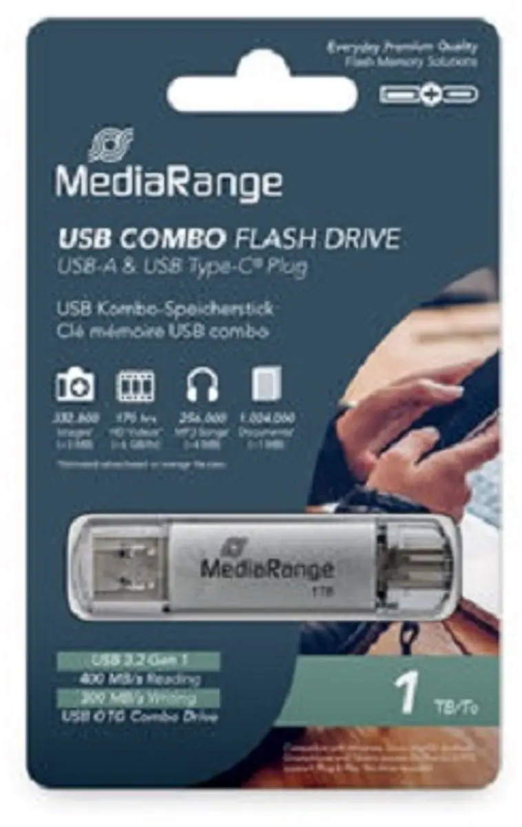 MediaRange MR941-1 USB-stick 1TB - Zilver - afbeelding 3 van 4
