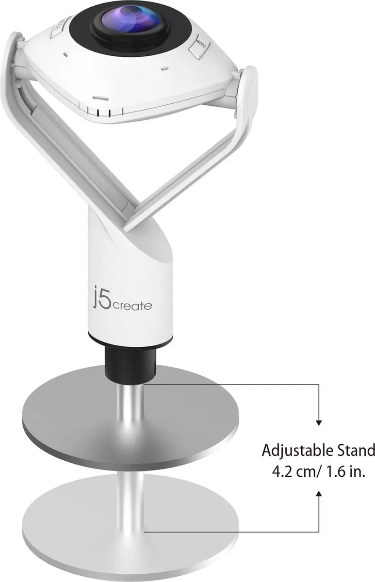 j5create JVCU360 360° Webcam - Wit/Zwart - afbeelding 4 van 6