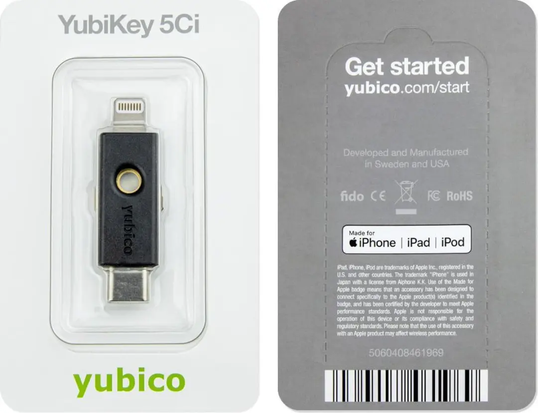 Yubico YubiKey 5Ci USB-stick - Zwart - afbeelding 5 van 6