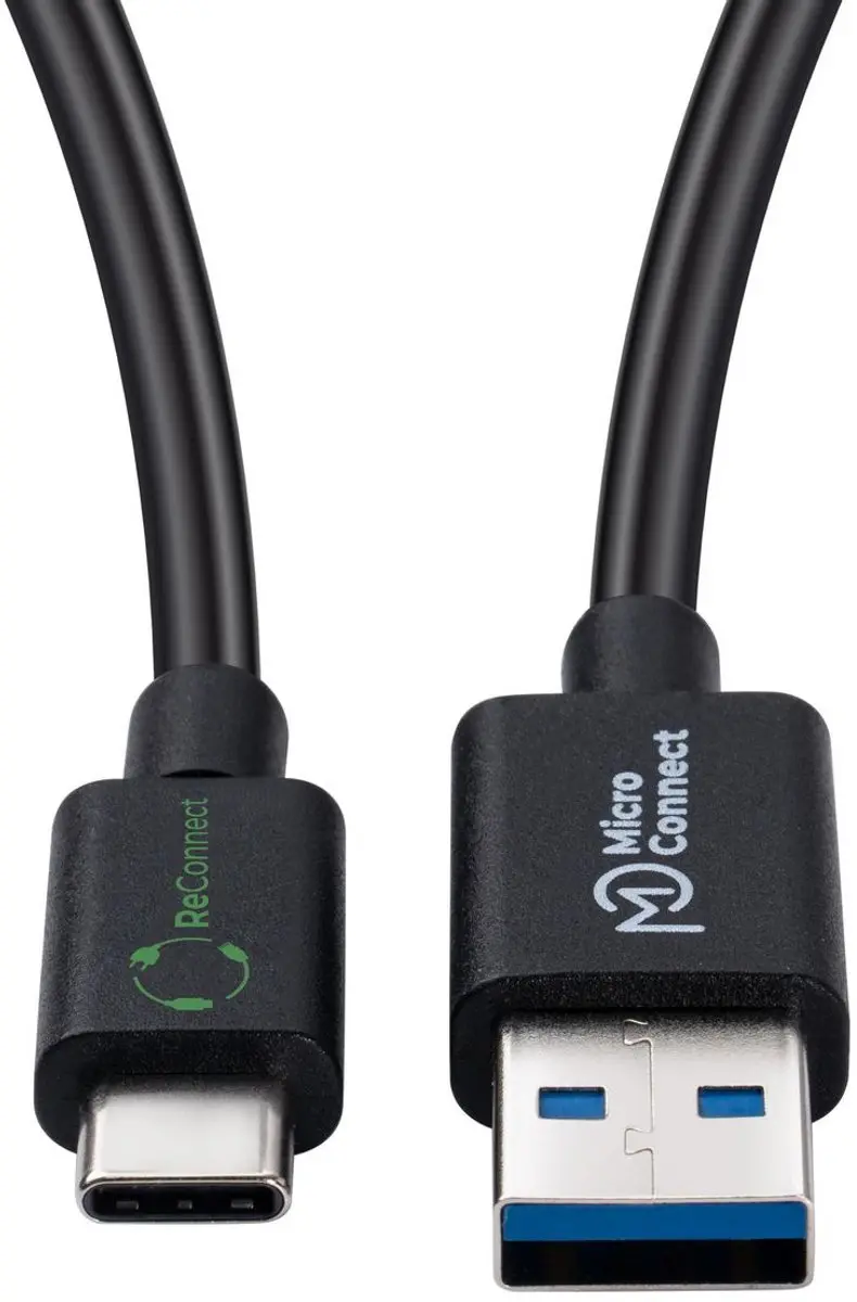 Microconnect ECO-USB3.2CA1 USB-kabel USB-A naar USB-C 1m - Zwart - afbeelding 2 van 5
