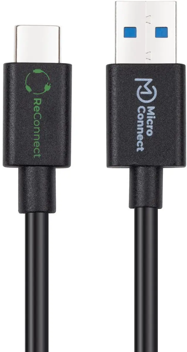 Microconnect ECO-USB3.2CA1 USB-kabel USB-A naar USB-C 1m - Zwart - afbeelding 3 van 5