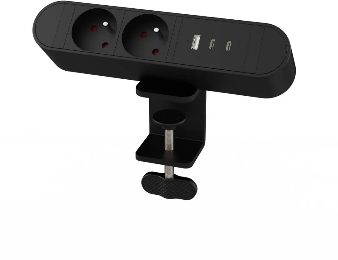 MicroConnect MC-MDPS-FR2-30W Multi Desktop Stopcontact - Zwart - afbeelding 2 van 3