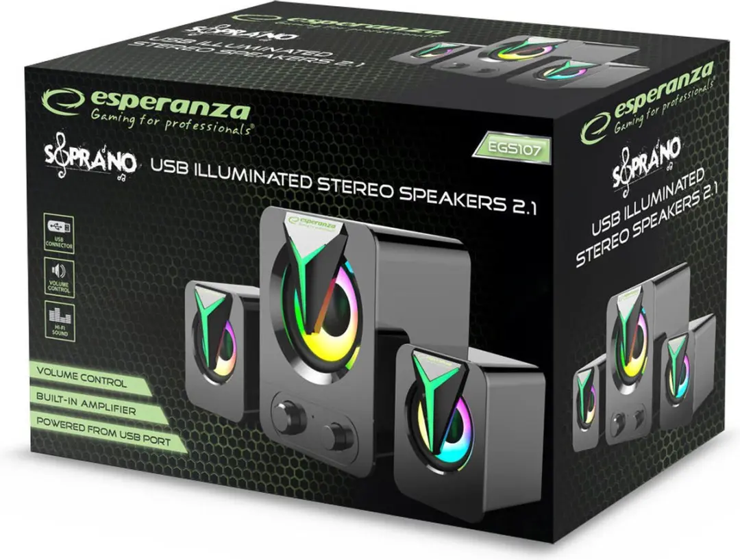 Esperanza 2.1 USB-luidspreker met RGB-LED - afbeelding 3 van 6