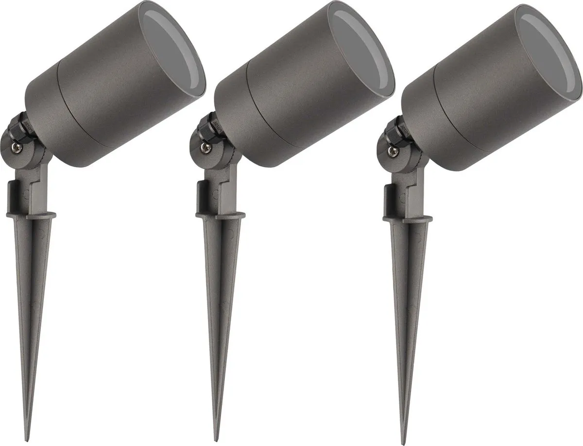 LEDVION 3x LED Prikspots Antraciet IP65 5W GU10