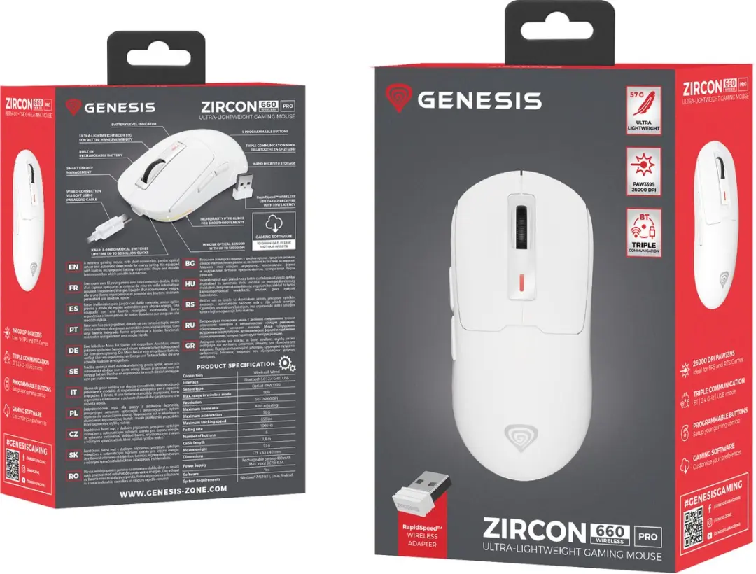 Genesis Zircon 660 Pro NMG-2194 Gamingmuis - Wit - afbeelding 4 van 6
