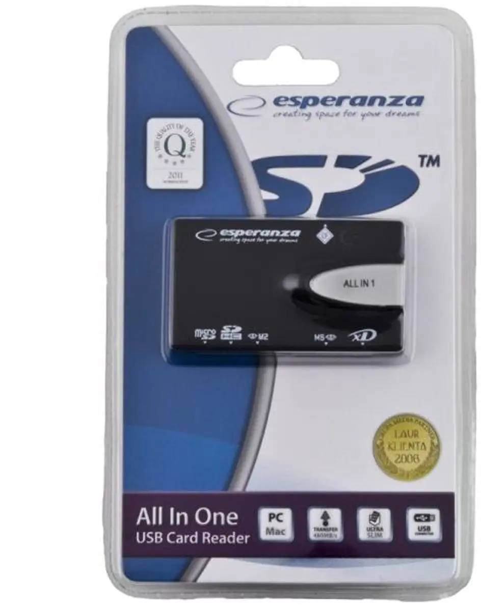 Esperanza EA129 Kaartlezer - USB 2.0 - Transparant - afbeelding 5 van 6