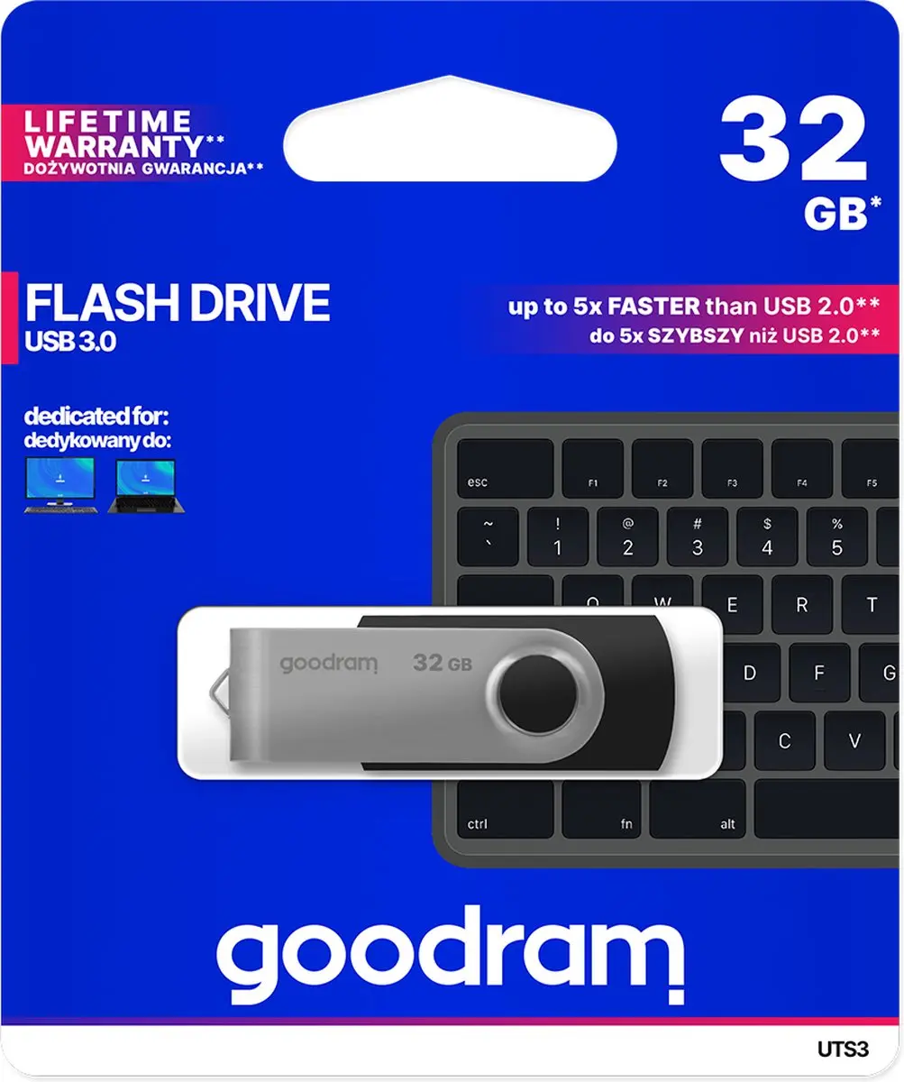 Goodram UTS3 USB-stick 32GB USB 3.0 - Zwart - afbeelding 5 van 6