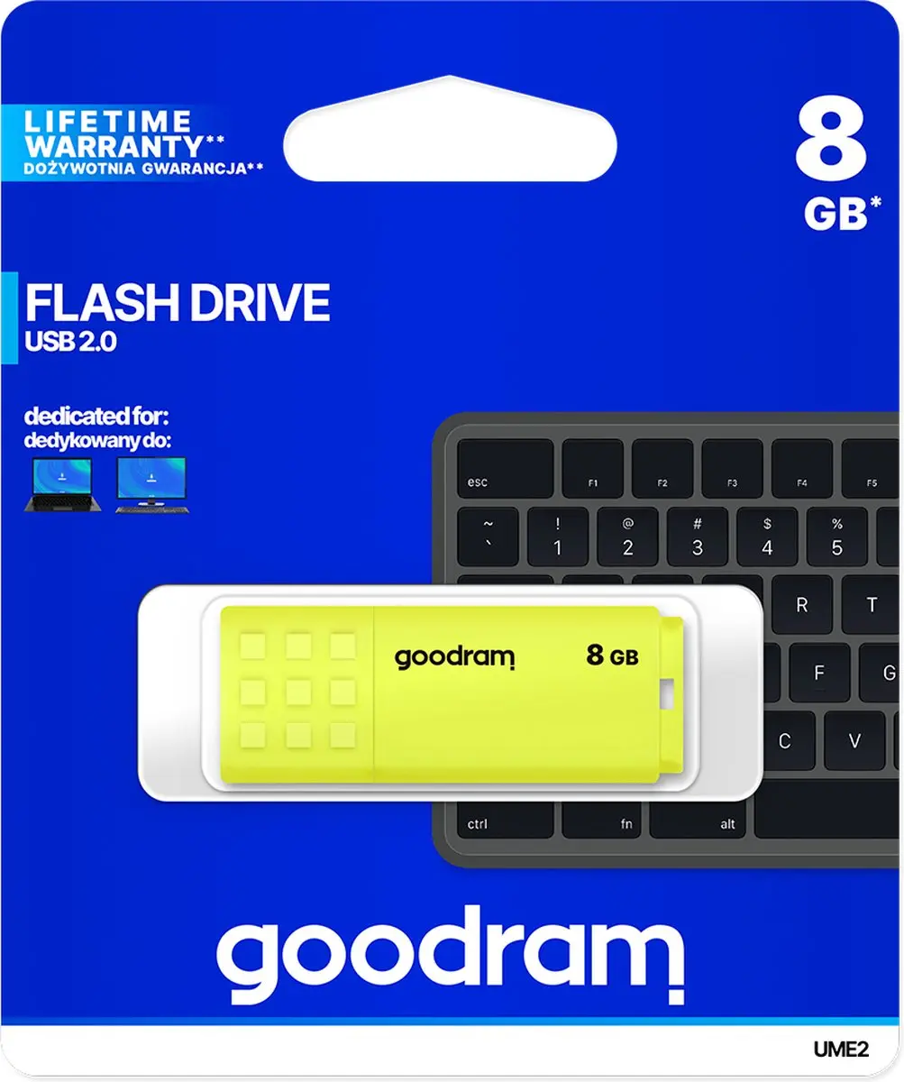 Goodram UME2 USB-stick 8GB - USB-A 2.0 - Geel - afbeelding 6 van 6