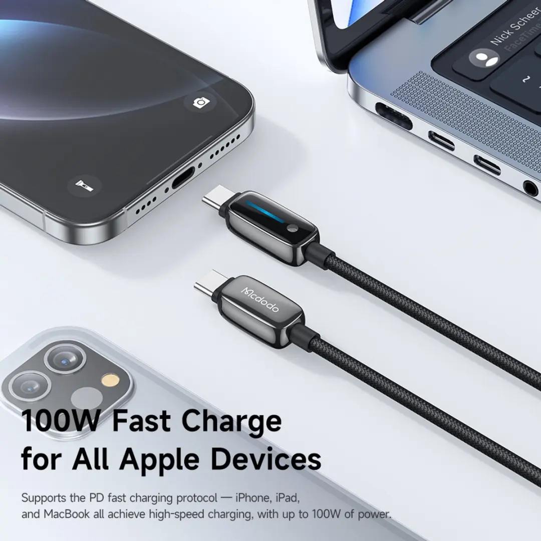 MCDODO USB-C naar USB-C Kabel 100W - 1.2m - Zwart - afbeelding 5 van 6