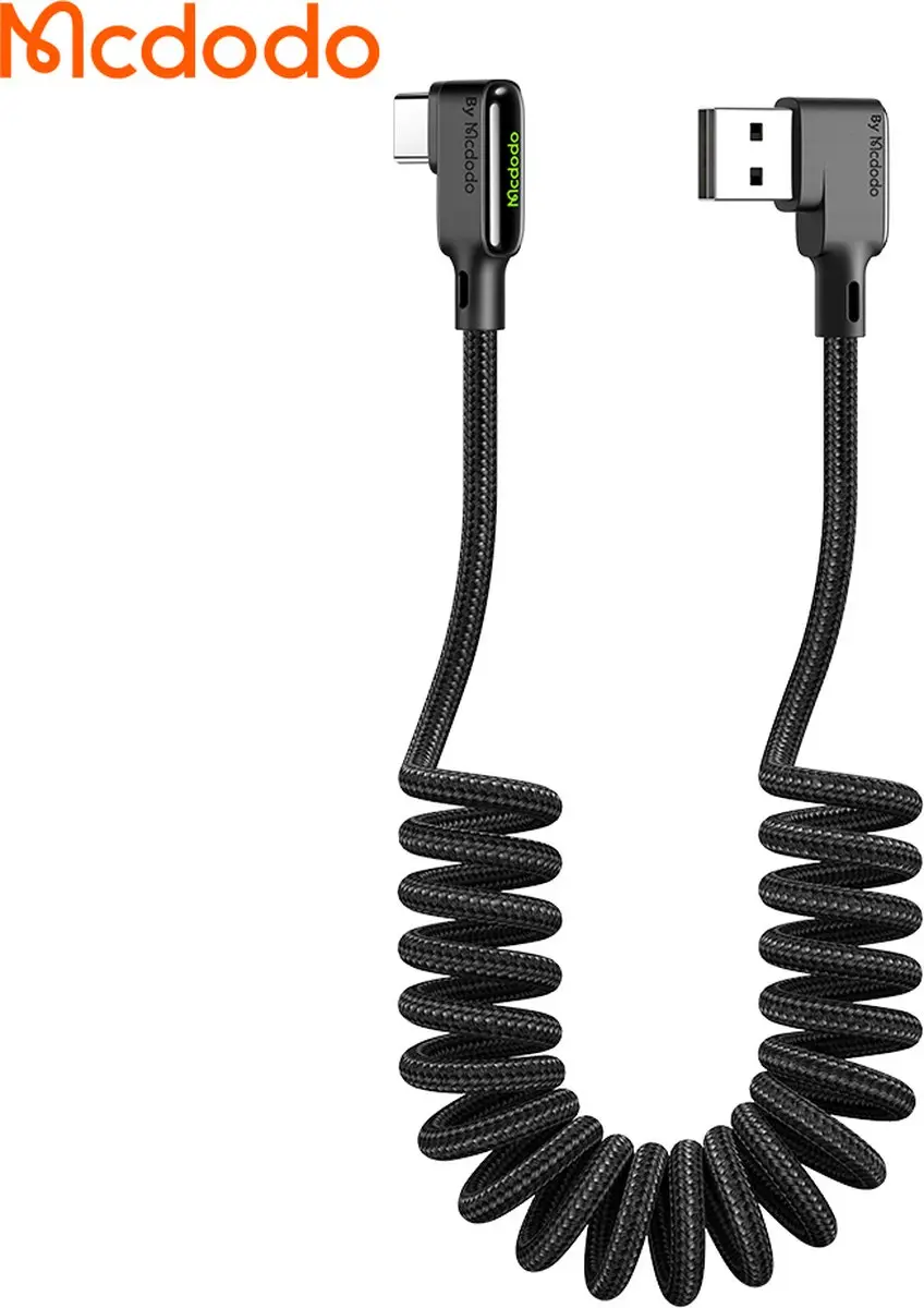 McDodo USB-C Spiraalkabel 1.8m Hoek